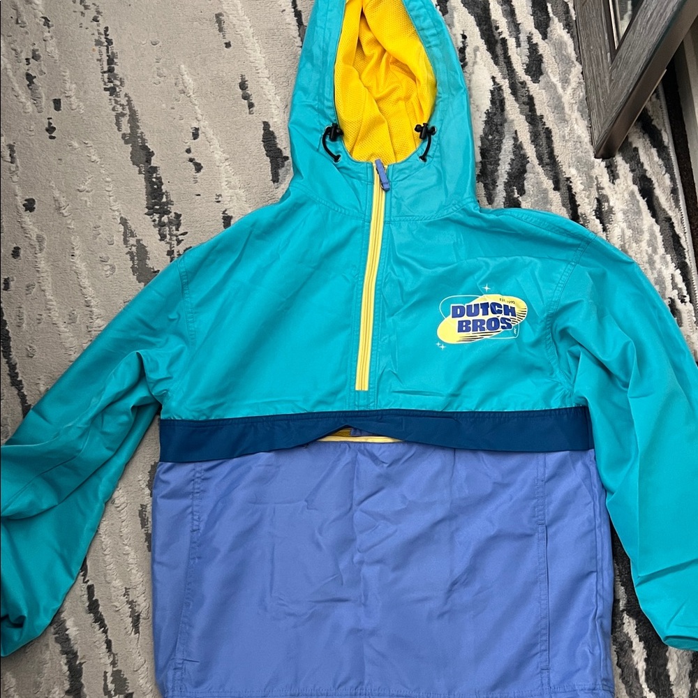 Dutch Bros Teal and Yellow Jacket